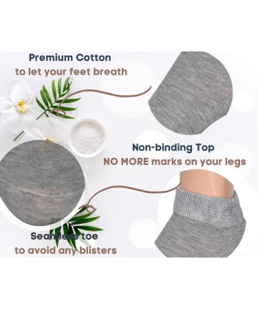 Diabetic Socks for Women Size 6-9 - Premium Cotton Fashion Design - Thin & Comfortable 9-11 in Baby Blue, Pink, Yellow, Orange, Salmon, and Gray - Buy Online on GoSupps.com