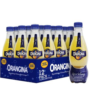Orangina - Citrus Sparkling Juice Beverage - Light Pulp - Original Imported European French Recipe - (Pack of 12) (14.2 oz Bottle) Original (Citrus)
