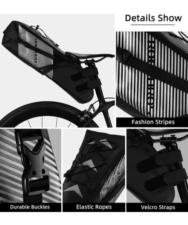 ROCKBROS 100% Waterproof Bicycle Saddle Bag - IPX7 10L Rear Wheel & Seat Bag | Perfect for Cycling Adventures - Buy Online on GoSupps.com