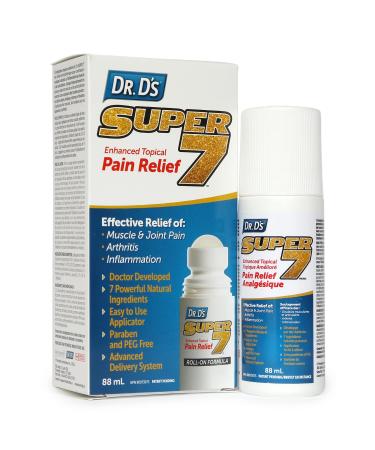 Dr. D s Super 7 Enhanced Topical Pain Relief - Deep & Fast Acting Natural Pain Relief Roll-On for Arthritis Muscle Joint Pain & Minor Back Aches - Paraben & PEG Free Topical Pain Reliever - 88mL
