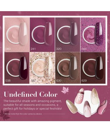 AZUREBEAUTY Dip Powder Nail Kit - 8 Colors Glitter Purple Nude Brown - Complete Dipping Powder Set for Salon & DIY Nail Art - Matte Top Coat & Swatch Sticks Included - Buy Online on GoSupps.com