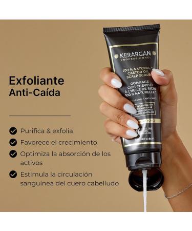 Kerargan - Anti-Hair Loss Hair Scrub with Castor Oil - For a Healthy Scalp and Revitalized Hair - Enriched with Sweet Almond Oil and Aloe Vera - Sulfate-free GMO-free Silicone-free - 8.5 Fl oz - Buy Online on GoSupps.com