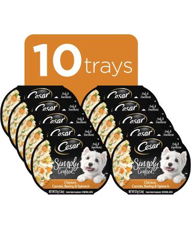 Cesar Simply Crafted Wet Dog Food Chicken Flavour 37g Pack of 10 & Simply Crafted Wet Dog Food Chicken Carrots Barley & Spinach 37g Pack of 10 - Buy Online on GoSupps.com