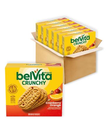 Belvita Cranberry Orange Breakfast Biscuits 6 Boxes of 5 Packs (4 Biscuits Per Pack) Cranberry Orange Biscuit