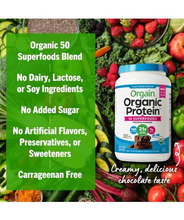 Orgain Organic Vegan Protein + 50 Superfoods Powder Bundle - Creamy Chocolate Fudge & Vanilla Bean 21g Plant Based Protein 2.02 lb Each - Buy Online on GoSupps.com