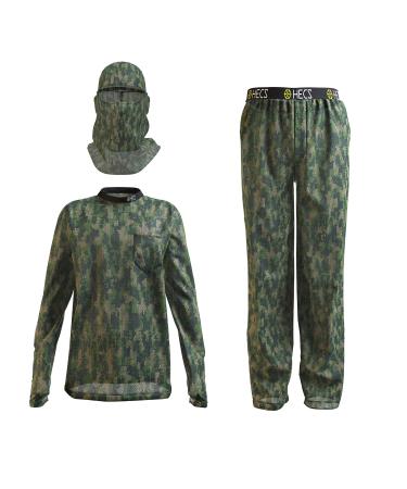 HECS Hunting 3-Piece HECStyle Camo Suit - Deer & Big Game Hunting Suits for Men and Women Large Green