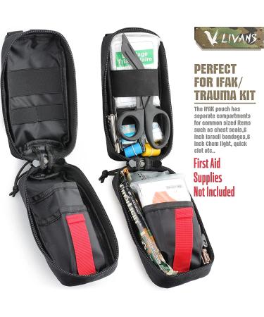 LIVANS Tactical MOLLE Medical Pouch - Rip-Away EMT First Aid Kit | IFAK Trauma Bag with Cross Patch, Black - Buy Online on GoSupps.com
