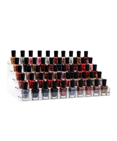 Cq acrylic Clear Nail Polish Organizers And Storage,5 Layer Nail Polish Rack Tabletop Display Stand Holds Up to 55 Bottles, Acrylic 5 Tier Essential Oils Holder For Professional Nail Salon 5 layers (Hold 55 bottles)