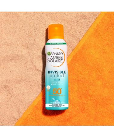 Garnier Ambre Solaire Invisible Protect Mist Transparent Sun Cream Spray SPF50 Quick Dry High Sun Protection Factor 50 Water Resistant & Non Sticky Sunscreen UVA & UVB Protection 200ml 200 ml (Pack of 1) Sun Protection Factor 50 - Buy Online on GoSupps.com