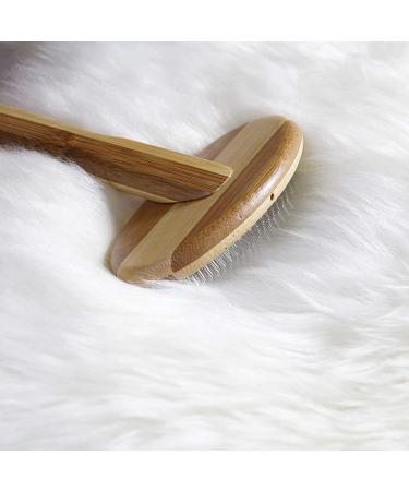 Outlavish Sheepskin Wool Brush Comb - Bamboo Slicker Carding Tool for Unmats Fur, Restores Like New with Longer Prongs & Stronger Design - Buy Online on GoSupps.com