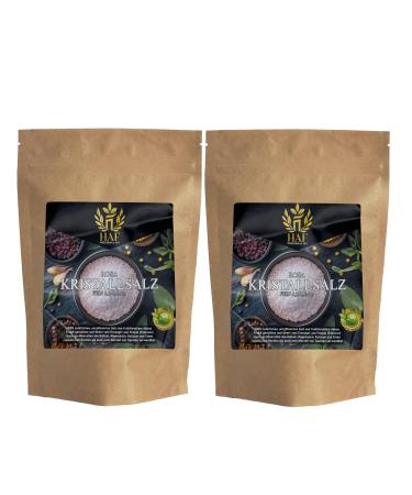 HAF HAF Pack of 2 x 1 kg Pink Crystalline Salt 0.3 to 0.5 mm 100% Natural Unrefined from Pakistan Rich in Minerals Ideal for Cooking Seasoning and Salt Mills Hand Extracted and