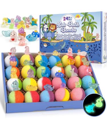 Bombes de bain pour enfants 24 bombes de bain avec surprise phosphorescente l'int rieur bain moussant color naturel et biologique pour enfants cadeau parfait pour gar ons et filles
