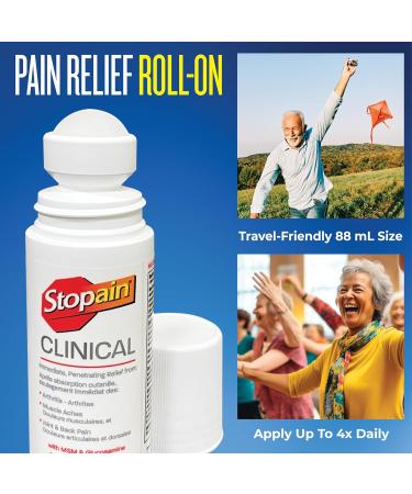 Stopain Pain Relief Clinical Roll-on 3oz 4 Pack Made in USA Maximum Performance Pain Relief with 10% Menthol plus Glucosamine for Muscle Aches Joint Pain and Arthritis - Buy Online on GoSupps.com