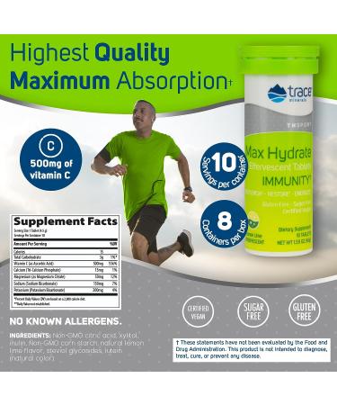 MAX Hydrate Immunity Electrolyte Fizzing Support | Trace Minerals | Lemon Lime | 80 Tablets - Buy Online on GoSupps.com