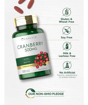 Carlyle Cranberry Pills | 500mg | 100 Caplets | Non-GMO Gluten Free Supplement for Women & Men - Buy Online on GoSupps.com
