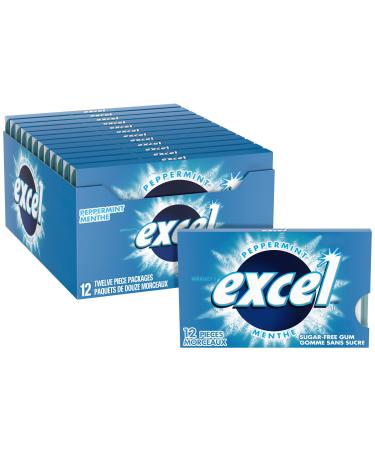 EXCEL Peppermint Flavoured Sugar Free Chewing Gum 12 Pieces 12 Packs Peppermint Gum