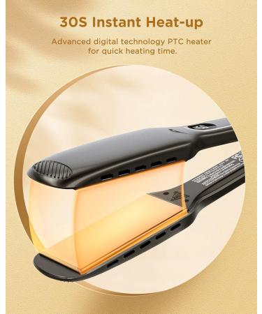 Wavytalk Wet to Straight Titanium Flat Iron - 1.7 Inch Professional Straightener with Dual Voltage & 50% More Protection - Black - Buy Online on GoSupps.com