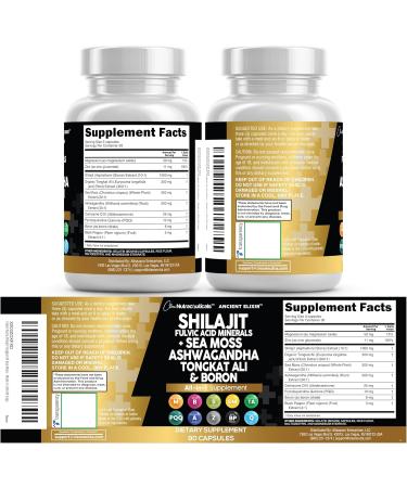 Clean Nutraceuticals Shilajit Supplement for Men with Sea Moss Tongkat Ali Ashwagandha Boron Zinc CoQ10 PQQ - Fulvic Acid Capsules - Energy Support - 90 Count - Resin Gummy & Powder Alternative - Buy Online on GoSupps.com