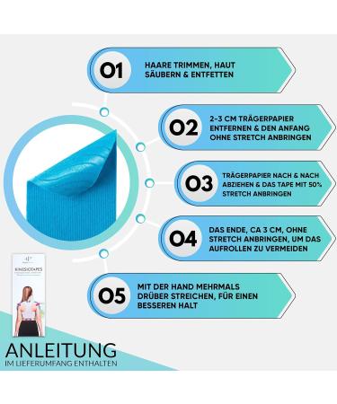 Buy Health Press Kinesiotapes - 50 Precut Blue & Black Kinesiology Tape Stripes (25cm x 5cm) | Professional Skin-Friendly Physio & Sports Tape - Dermatest Approved - Buy Online on GoSupps.com