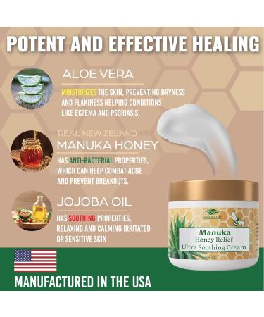 Manuka Honey Eczema Cream Moisturizing Lotion Fragrance Free For Psoriasis Relief - Itchy Dry Skin Rash Ointment - Skin Soothing Moisturizer - Body & Face Cream - Kids & Adults 16oz 16 oz Fragrance Free - Buy Online on GoSupps.com