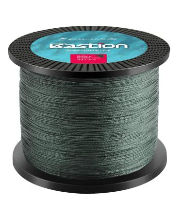 Calamus Bastion Braided Fishing Line -Abrasion Resisting Braided Lines  Thin Diameter Superline  Zero Stretch  4 Strand MultiTuf Fiber Braid Line Moss Green 65 LB(0.42mm)-600 Yds