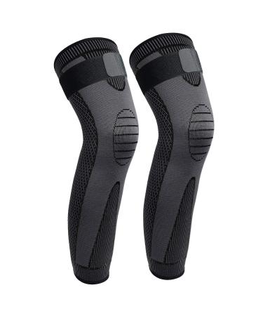 Full Leg Sleeves Long Compression Leg Sleeve Knee Sleeves Protect Leg, for Man Women Basketball, Arthritis Cycling Sport Football, Reduce Varicose Veins and Swelling of Legs(Pair) Black-Updated 3X-Large (1 Pair)