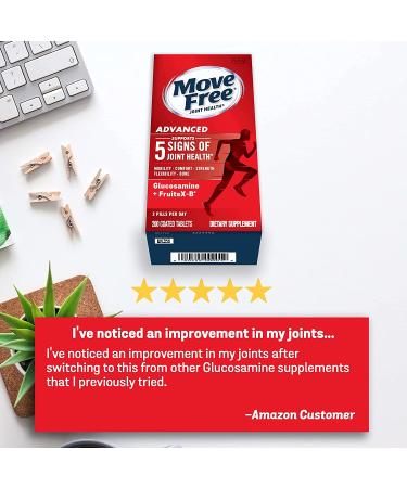 Move Free Advanced Glucosamine Chondroitin + Calcium Fructoborate Joint Support Supplement - 200 Tablets - Buy Online on GoSupps.com