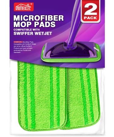 HOMEXCEL Microfiber Mop Pads Compatible with Swiffer Wet Jet,Reusable Machine Washable Swiffer WetJet Mop Pad Refills,Mop Head Replacements for Multi Surface Wet & Dry Cleaning,Pack of 2