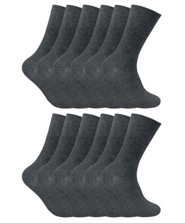 12 Pack Mens Viloft Non Binding Thermal Diabetic Socks | Sock Snob 7-12 Grey