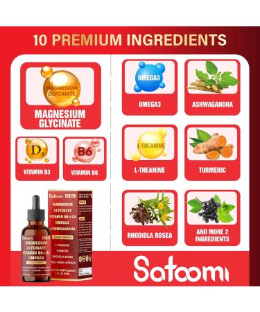 10in1 Magnesium Glycinate Liquid Drops Magnesium Complex Supplement with Omega3 Vitamin D3 Vitamin B6 Ashwagandha and More - Supports Overall Wellness - 1 FL Oz - 1 Month Supply - Buy Online on GoSupps.com