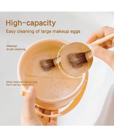 3-in-1 Silicone Makeup Brush Cleaning Mat | Drying Holder & Scrubber Tool | Cosmetic Brush Cleaner & Storage Stand - Orange - Buy Online on GoSupps.com