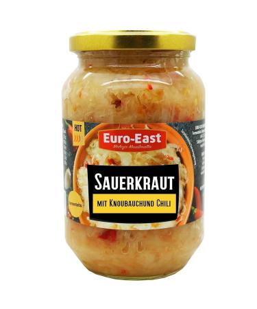 Euro East Sauerkraut with Garlic & Chilli 6-Pack | Vegan Gluten-Free Fermented Cabbage (460g each) - International Shipping Available - Buy Online on GoSupps.com