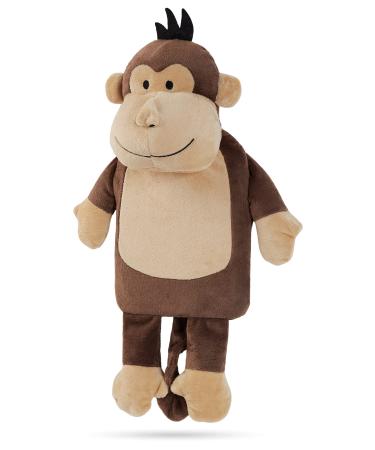 Hot Water Bottle with Sloth or Monkey Fleece Cover 1 Litre Capacity Natural Rubber Hot Water Bottle Plush Cute Animal Cover Cosy Gifts (Chocolate Monkey)