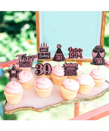 Keaziu 24 Pack Vintage 1994 Cupcake Toppers Happy 30th Cheers to 30 Cupcake Toppers Picks Thirty Hello Awesome since 1994 Cupcake Toppers 30 Years Happy Birthday Party Decoration 30 Pink - Buy Online on GoSupps.com