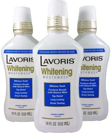 UooEA Whitening Mouthwash by Lavoris LARGER SIZE Whitens with Natural Long Lasting Mint - 3 Pack of 18 oz Bottles