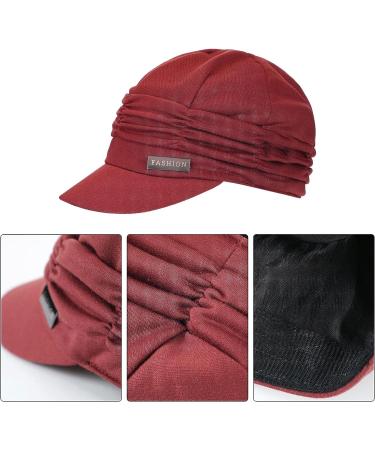 Women's 3-Piece Newsboy Cap Set - Black, Grey, Wine Red | Stylish Beret Hat with Buttons and Brim - Buy Online on GoSupps.com