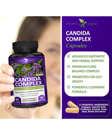 Potent Garden Candida Complex - Oregano and Caprylic Acid Blend Gut Flora Balance Complex Intestinal Health & Immune Support with Herbs & Probiotics Gut Health Supplements for Women & Men 60 Count - Buy Online on GoSupps.com