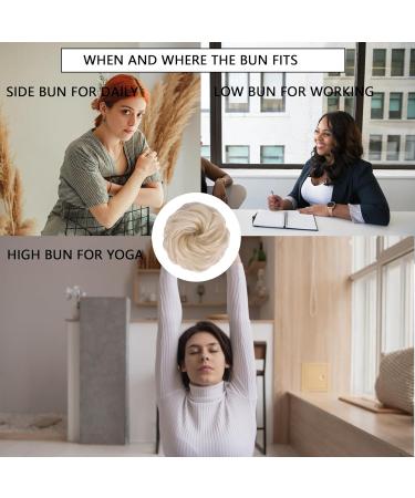 Messy Hair Bun Curly Wavy Hair Scrunchies Accessories Pieces for Women Girls Synthetic Updo Donut Ponytail Hair Extension Hair Accessories (Light Blonde) - Buy Online on GoSupps.com