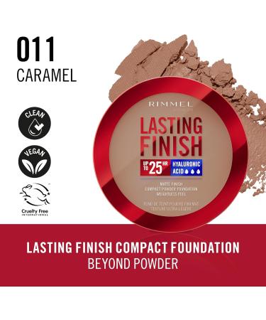 Rimmel London Long Lasting Finish 11 Caramel Compact Foundation Finish Soft Focus Matte Finish Full Coverage SPF20 Vegan Formula 7g - Buy Online on GoSupps.com