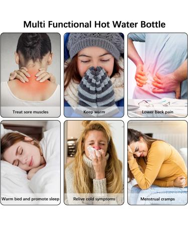 2L Large Hot Water Bottle with Soft Fleece Cover and Hand Pocket - Grey, for Pain Relief and Comfort - Buy Online on GoSupps.com