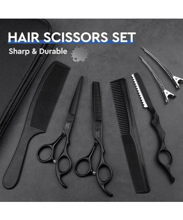 JASON Hairdressing Scissors Set - Professional Hair Cutting and Thinning Scissors 6.5 - Perfect for Hairdressers and Beginners - Black - Buy Online on GoSupps.com
