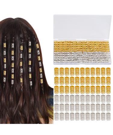 120Pcs Loc Jewelry for Hair Dreadlocks  hoyuwak Hair Jewelry Beads Clips Cuffs Charms Rings Accessories for Loc Dreadlocks Women Men Hairstyle Decoration (60Pcs Gold + 60Pcs Silver) Pattern A