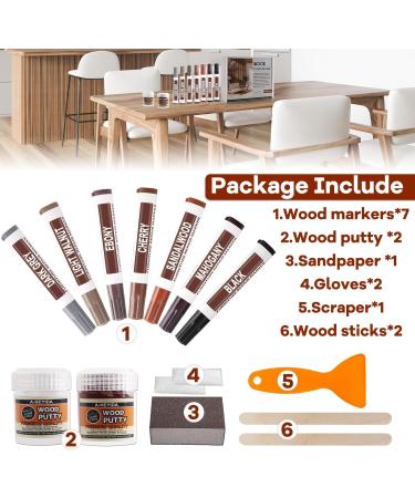 Premium Furniture Repair Kit - 7 Color Wood Markers & Putty for Stains & Scratches | International Shipping Available - Buy Online on GoSupps.com