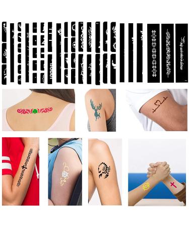 Konsait 123pcs Large Temporary Tattoos Stencils - 20 Sheets Glitter Tattoo Kit for Adults & Kids - Buy Online on GoSupps.com