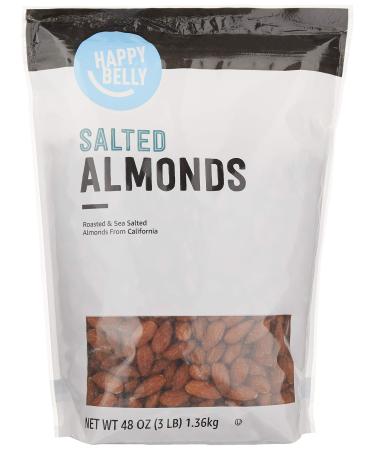 Amazon Brand - Happy Belly Roasted & Salted California Almonds, 48 Ounce 3 Pound (Pack of 1)