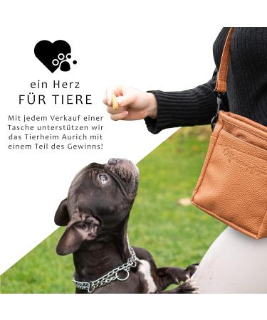 Ostfriesenpfoten Frieda Dog Treats Bag - High-Quality Synthetic Leather Brown Size L Easy-Open Lock Ideal for Walks & Training - Buy Online on GoSupps.com