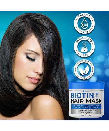 Biotin Hair Mask with Argan Oil - Deep Conditioning Treatment for Dry, Damaged Hair - Split End Repair and Hydrating Moisturizer - Buy Online on GoSupps.com