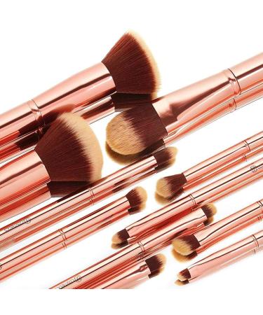 11-piece brush set with cosmetic bag by BHcosmetics made of metal rose-colored