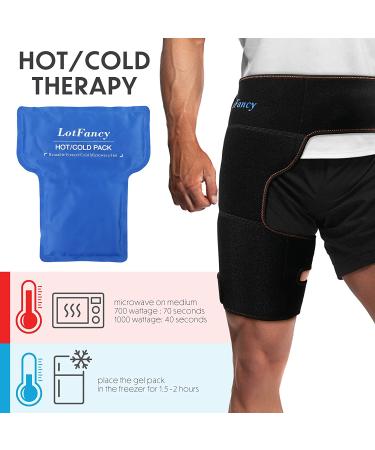 LotFancy Hip Brace with Hot Cold Gel Pack - Compression Support for Hip, Thigh, Sciatica - Pain Relief for Arthritis, Bursitis, Injuries - Men and Women - Buy Online on GoSupps.com