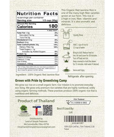 Organic Thai Red Jasmine Rice 2 LB - Gluten Free Superfood from Thailand - Buy Online on GoSupps.com